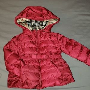 Toddler Girls Red Burberry Puffer